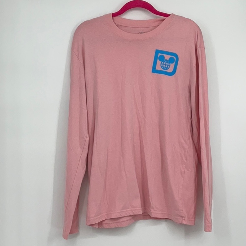 Walt Disney World Epcot Pink Long Sleeve T Shirt large Spell Out On Sleeve
